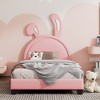 CAVINAS Twin/Full Size Upholstered Leather Platform Bed with Rabbit Headboard,Wooden Bed Frame for Kids Room,Bedroom - 2 of 4