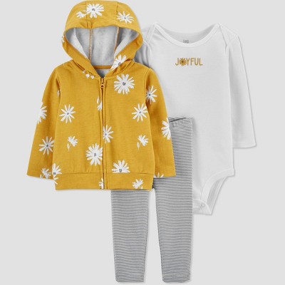 Image of Baby Girls' 3pc Daisy Top & Bottom Set - Just One You® made by carter's Yellow Newborn