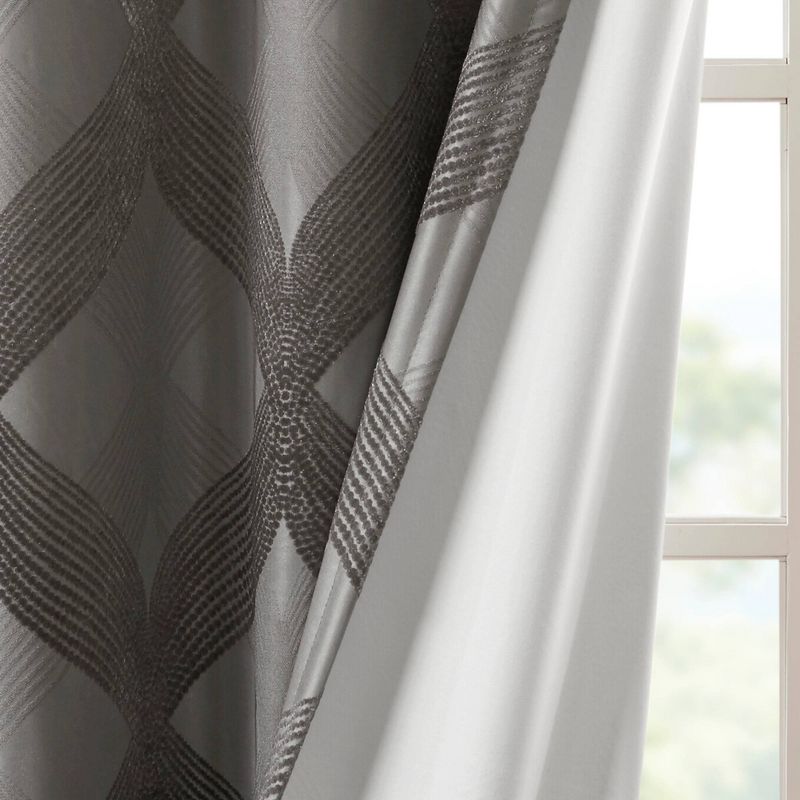 Byron Ogee Knitted Jacquard Blackout Curtain Panel, 6 of 13