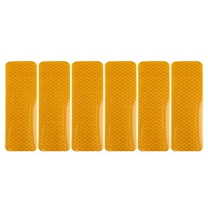 Unique Bargains Gold Tone Rear Bumper Reflector Car Reflective Sticker Warning Tape 12x4cm Gold Tone 6pcs - 1 of 4