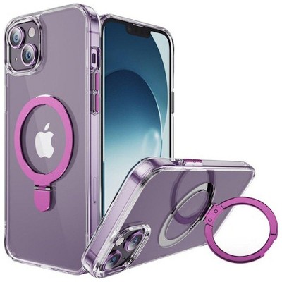 Entronix [Magnetic] Case Compatible with iPhone 15 Plus - [Hard Back] Clear Gripstand