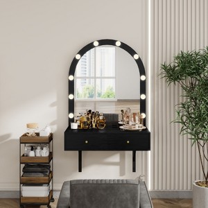 CAVINAS Wall Mounted Make Up Vanity Large Capacity Vanity with Mirror Stylish Vanity with Drawers for Bedroom, Barber Shop - 1 of 4