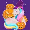 Women's Design By Humans Cute Unicorn With Jack O Lantern Halloween T Shirt By thebeardstudio Racerback Tank Top - 2 of 3