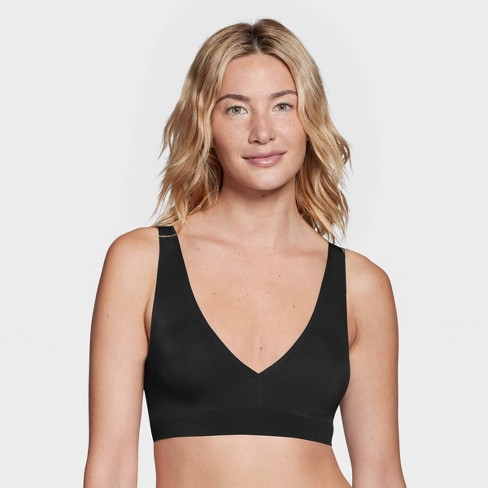 True & Co. Women's Everybody Wirefree Plunge Bralette - Black M : Target