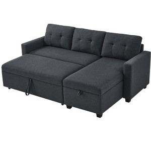 VYNXARIA Upholstered Pull Out Sectional Sofa with Storage Chaise, Convertible Corner Couch - 1 of 4