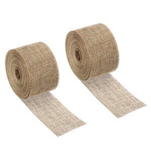 Unique Bargains DIY Crafts Decoration Soft Burlap Fabric Wired Ribbon 2 Pcs - 1 of 4