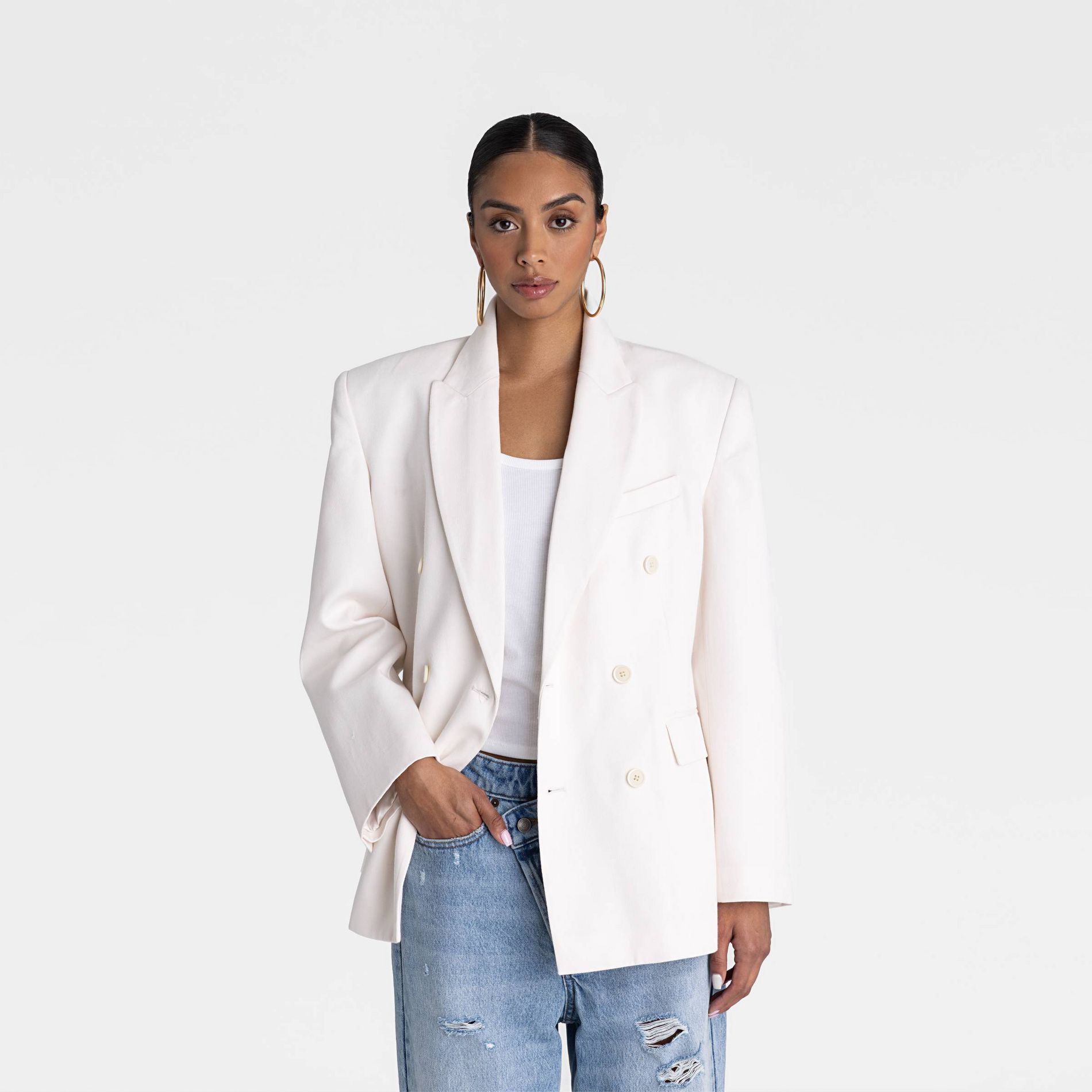 KBB by KAHLANA Women's 'The David Blazer' - Cream
