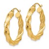Black Bow Jewelry 4mm x 26mm Polished 14k Yellow Gold Hollow Twisted Round Hoop Earrings - 2 of 4