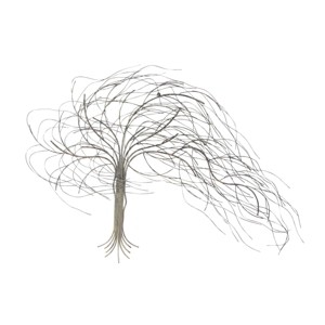 Metal Tree Indoor Outdoor Wall Decor with Long Branch Silver - Olivia & May - 1 of 4