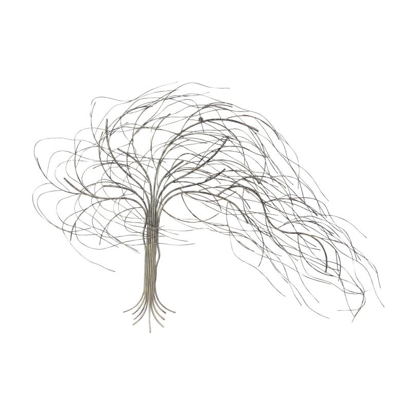 Metal Tree Indoor Outdoor Wall Decor with Long Branch Silver - Olivia &#38; May, 1 of 6