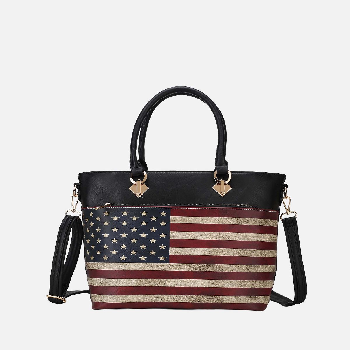Tote Bag Patriotic Print Zip Closure, Lilian | MKF Collection by Mia K