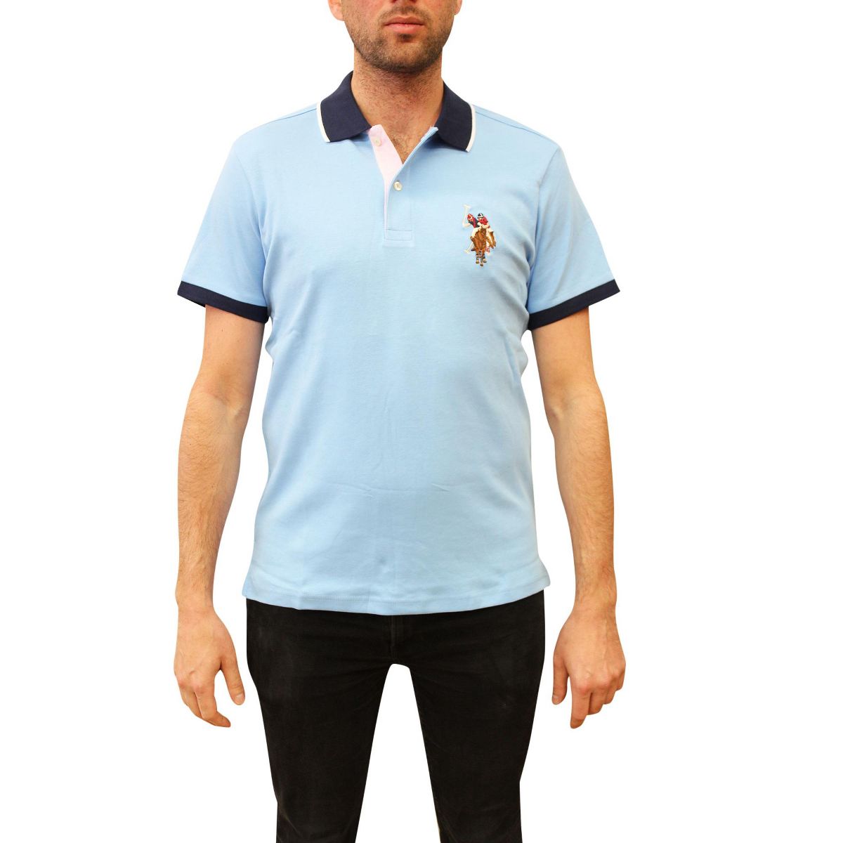 U.S. Polo Assn. Men's Slim Fit Multicolor Interlock Polo Shirt with Big Pony - thumbnail 4