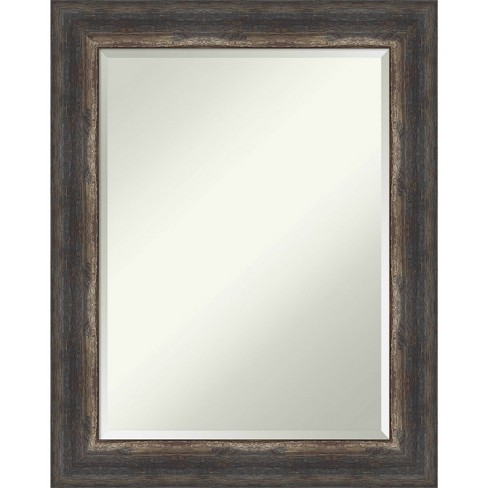 23" x 29" Bark Rustic Char Framed Wall Mirror Brown - Amanti Art: Modern Beveled Glass, No Assembly Required - image 1 of 4