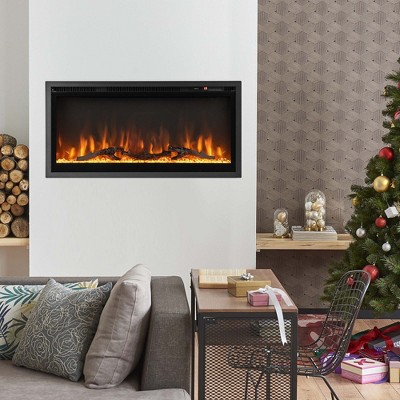 Costway 36'' Black Metal Electric Fireplace with Remote Control