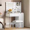 TOBILI Vanity Desk with Mirror and 3 Lighting Modes, Makeup Vanity with Glass Top and Storage Shelves,White - 2 of 4