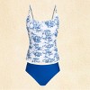 Women's Elegant Blue Toile Tankini Set Swimsuit - Cupshe - 2 of 4