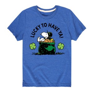 Boys' - Peanuts - Lucky To Have Ya Short Sleeve Graphic T-Shirt - 1 of 4