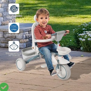 Foldable Baby Tricycle for Kids 7 in 1 Toddler Tricycle Stroller for 1-5 Year Old Baby Trike with Safety Harness - 1 of 4