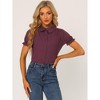 INSPIRE CHIC Women's Short Sleeve Button Down Peter Pan Collar Blouse - 3 of 4