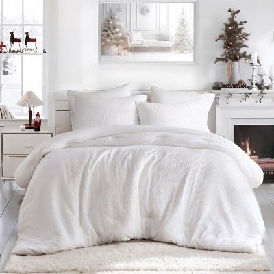 Breathable Woven Waffle Knit Comforter Sets, Modern Farmhouse Boho Comforter & Sham, All Season Microfiber Bed Set, Prime Bedding Luxury Comforter Set for Bedroom, Queen Bed Set with Pillow Cases