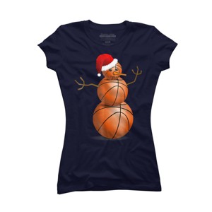 Junior's Design By Humans Christmas Basketball By NekoShop T-Shirt - 1 of 3