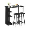 Small Bar Table and Chairs Set for 2, 3-Piece Bar Table Set with 3 Tier Storage Shelves, Space Saving Table - 3 of 4