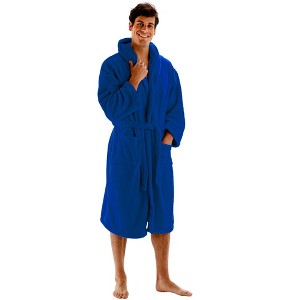 BC BARE COTTON Mens Hooded Robe Microfiber Plush Fleece Bathrobe - 1 of 4