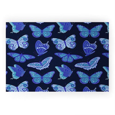 Jessica Molina Texas Butterflies Blue on Navy 36" x 24" Welcome Mat - Society6