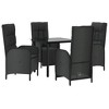 vidaXL Patio Dining Set with Cushions Outdoor Table and Chair Poly Rattan - 31.5" Table Length Black 2x Chair + 2x Armchair + Table - 3 of 4