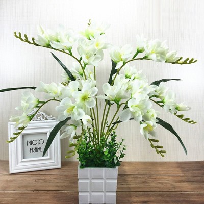 2pcs 9-bundles Phalaenopsis Artificial Flowers Bouquets Uv-resistant Fake Flowers For Home Living Room Decor