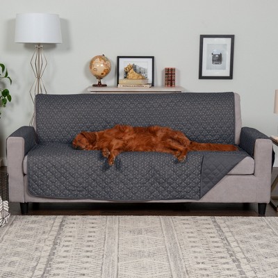 Gray Polyester Water-Resistant Reversible Sofa Cover Protector