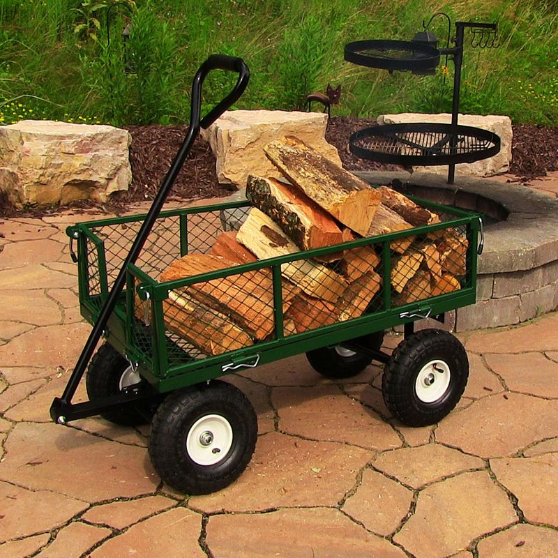 Sunnydaze Outdoor Lawn and Garden Heavy-Duty Durable Steel Mesh Utility Wagon Cart with Removable Sides, 2 of 14