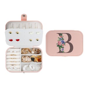 Unique Bargains Letter Travel Women Girls Birthday Gifts Portable PU Leather Jewelry Storage Display Holder - 1 of 4