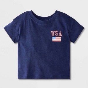 Baby Boys' USA Graphic T-Shirt - Cat & Jack™ Navy Blue - 1 of 3