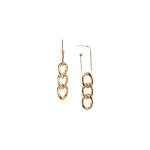 Slickblue Women's Earrings, Gold Detachable Hoop with Chain Link Dangle Detail, 3" Long, Open Geometric Design - 1 of 4