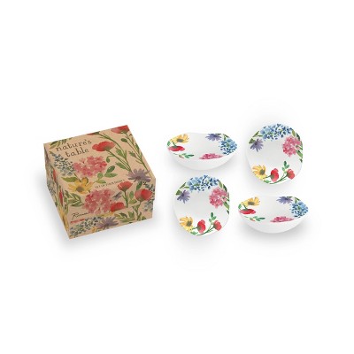 Set of 4 Nature's Table Floral Dipping Dishes Dining Plates - Rosanna