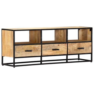 vidaXL TV Cabinet Natural wood with black frame