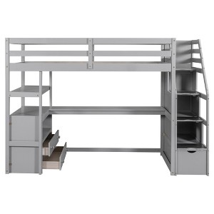 YOOCOZZ Loft Bed with Built-in Desk, Drawers, Shelves and Storage Staircase - 1 of 4