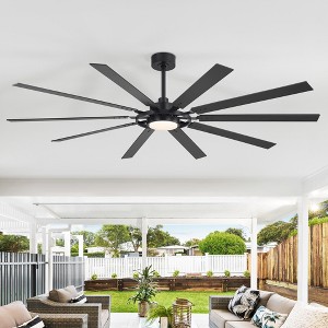 Airsurfer 80" Ceiling Fan with Light and Remote Control 10 Reversible Blades Ceiling Fan with 6-Speed Quiet DC Motor, 3 Color LED Light - 1 of 4