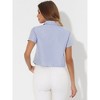 Allegra K Women's Retro Striped Button Up Short Sleeve Tie Front Crop Shirt - 4 of 4