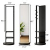 66"x14" Full Length Mirror with Storage, Multifunctional Solid Wood Frame Rotating Mirror Stand with Coat Rack, Hooks and Shelves - Cuddlewood - 4 of 4