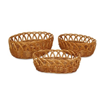 Cheung's Accalia Set of 3 Oval Baskets Medium Brown