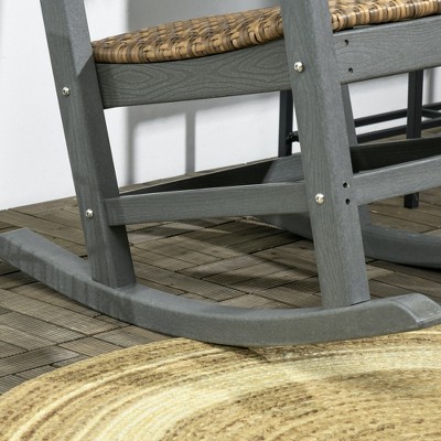 Traditional Dark Gray Wicker Porch Rocking Chair with Padded Seat