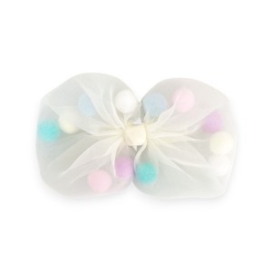 Summer Crystal - Tulle Bow with Pompoms Hair Clip - 1 Pack - 1 of 4