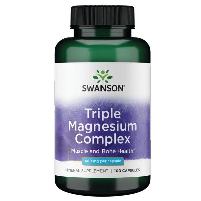 Swanson Triple Magnesium Complex Supplements, Promotes Healthy Mood & Sleep, Supports Your Heart Health & Nervous System, 400 mg