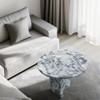 PAGED Modern Luxury Natural Marble Round Coffee Table for Living Room,Stylish Desigh Real Marble Center Table Tea Table End Table - 2 of 4