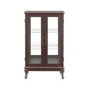 ChicFurnit Decorative Storage Cabinet Stylish Glass Curio Cabinet with Mirrored Back Panel for Home or Office, Brown, 41.14"*16.34"*10.43" - 1 of 4