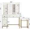 Vanity Desk with Stool and Charging Station, White Vanity Set with Mirror & Lights, 3 Lighting Colors, Large Makeup Table for Bedroom Dressing Room - 2 of 4