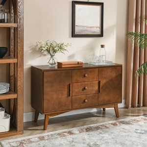 BEAFUP 47.3" Mid Century Sideboard Buffet Cabinet with Storage, Storage Cabinet with 2 Doors and 3 Drawers for Kitchen, Accent Console Table, Walnut - 1 of 4
