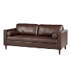 ORRD Mid-Century Modern 3-Seat Sofa, PU Leather Tufted Couch with Solid Wood Legs & Bolster Pillows for Living Room, Office - 4 of 4